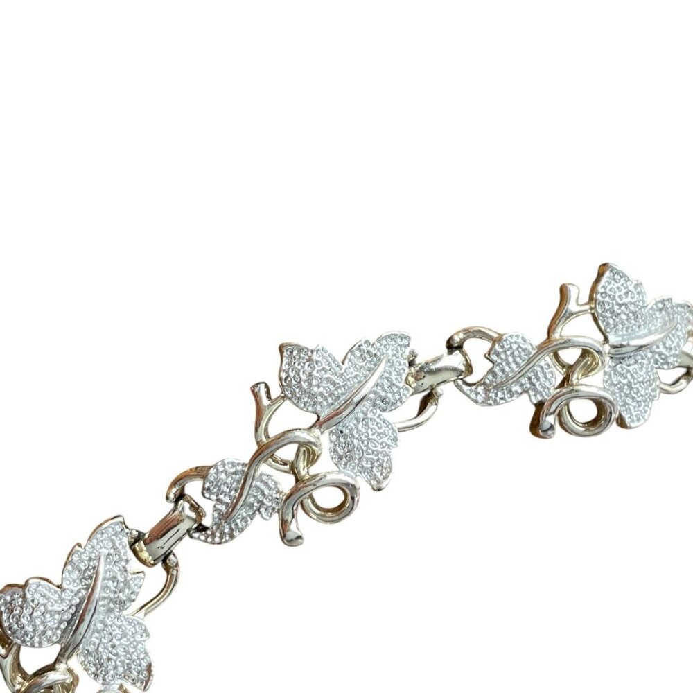Sarah Coventry Whispering Leaf vintage silver-tone link bracelet fairycore - Picture 8 of 9